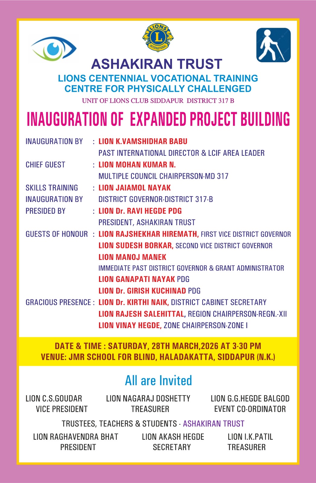 PARTICIPATED IN LIONS CLUB SIDDAPUR'S ASHAKIRAN TRUST LCIF PROJECT INNAUGURATION