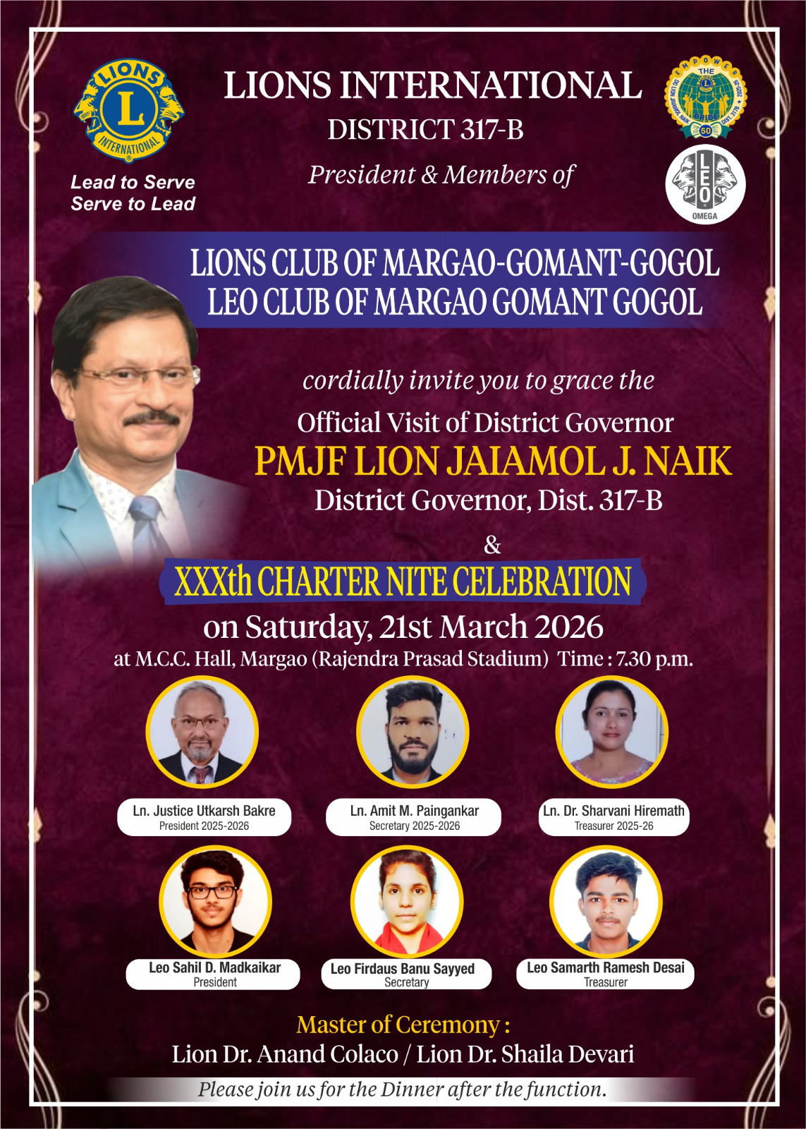 Attended DG Visit To Lions Club of Margao Gomant Gogol. Had a Conversations with Environment Service Week With Members of LC DabolimMGG and Other Club Members