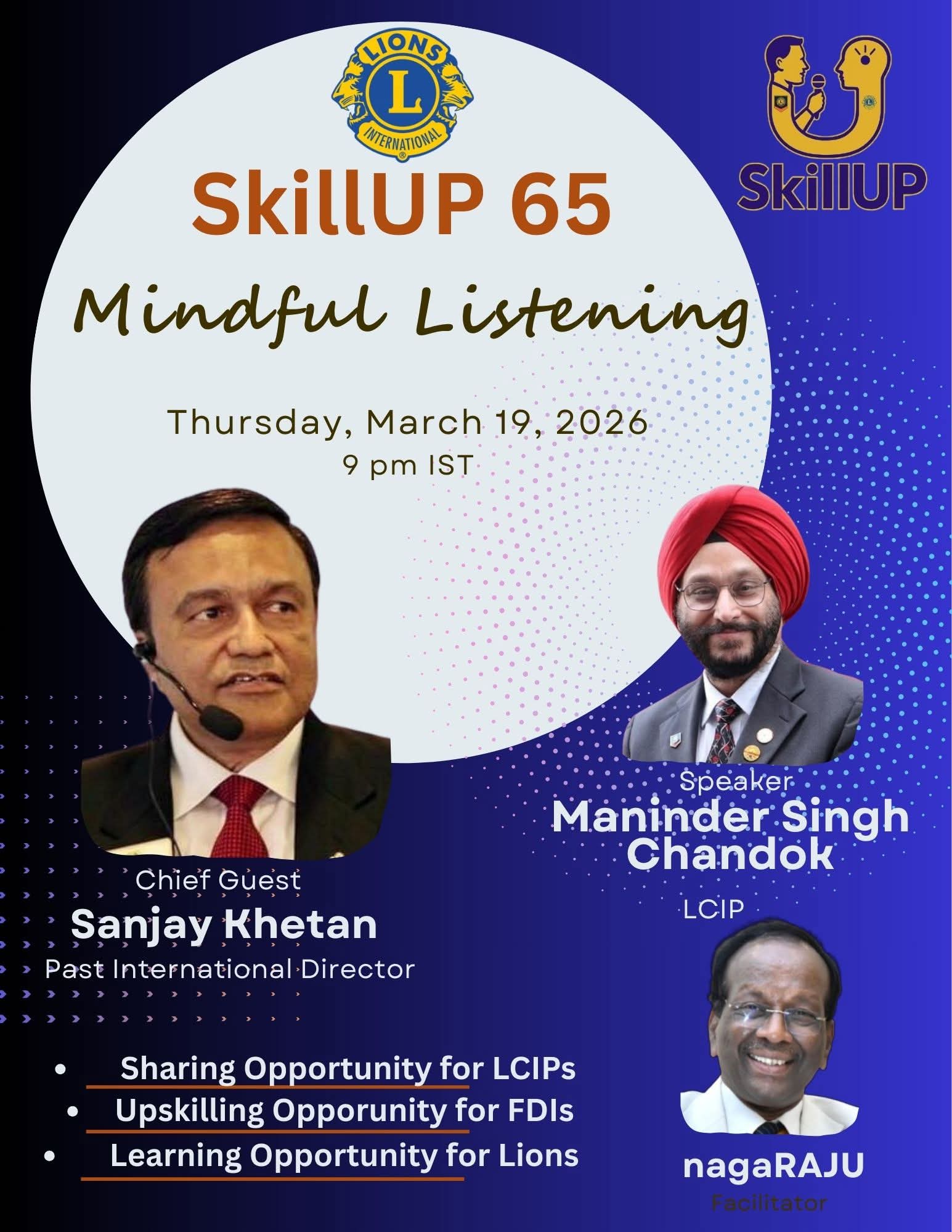 Attended Online Training Event Skill Up by LCIP Maninder Chandok on the Topic Mindful Listening by Leaders