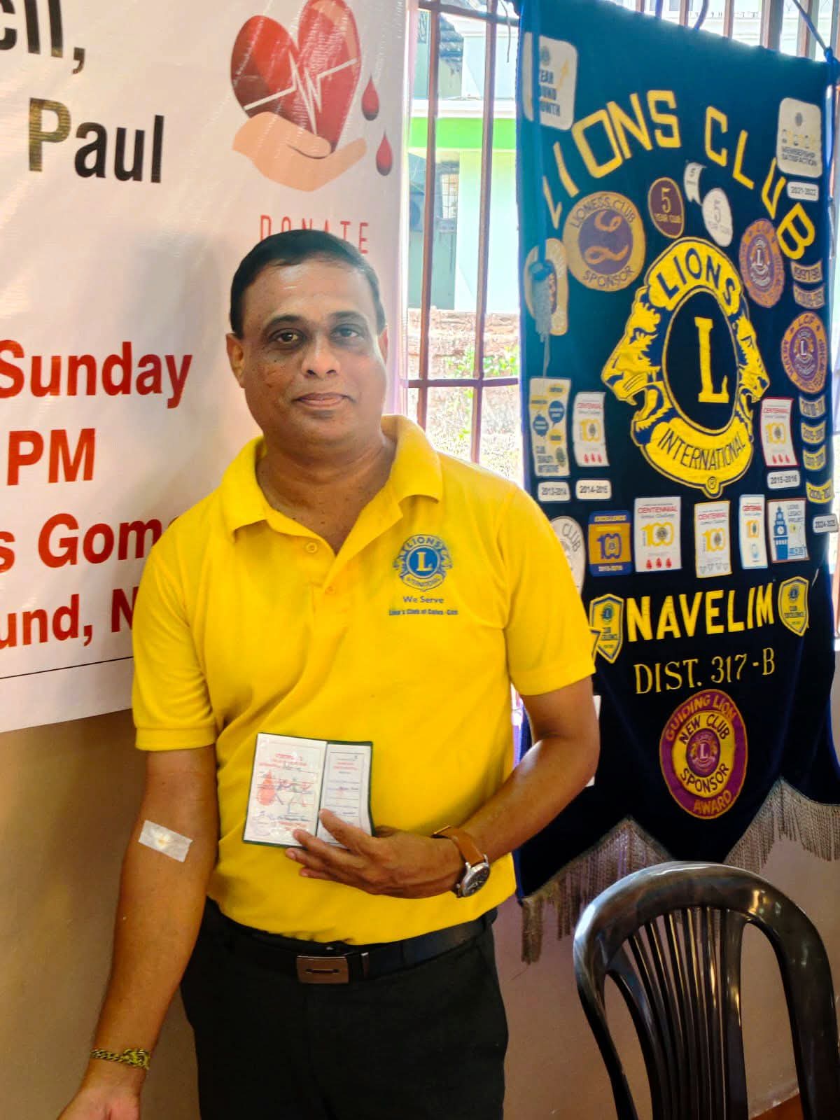 Donated Blood with Blood Donation Camp organised by Home Club Lions Club of Navelim
