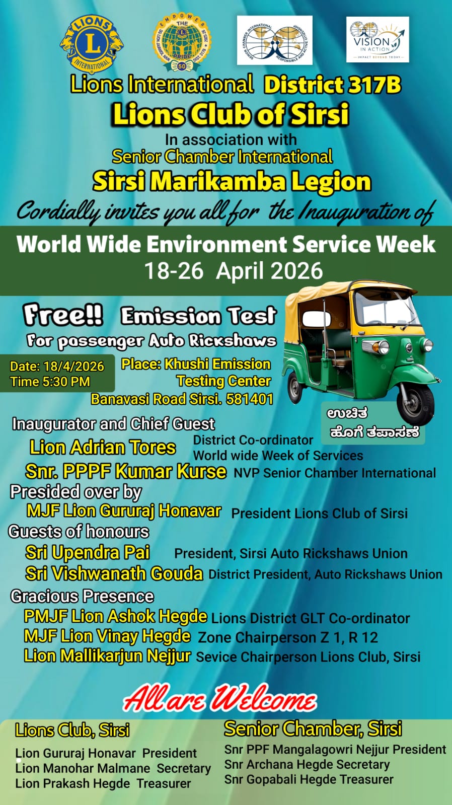 EMISSION TEST TO PASSENGER AUTO RIKSHAWS UNDER WORLDWIDE ENVIRONMENT WEEK