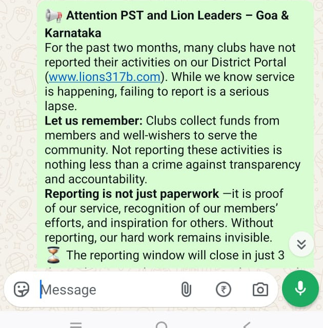 Notification Message on Empower Dist 317B all groups