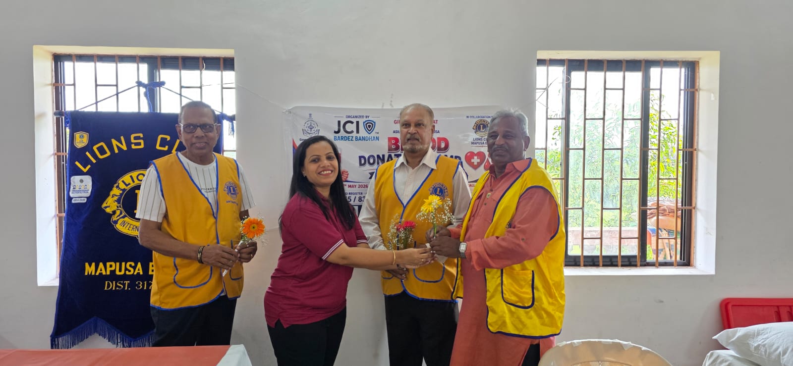 BLOOD DONATION CAMP BY LIONS CLUB OF MAPUSA ELITE, LC MAPUCA,PANCHAYAT AND JAYCEES.