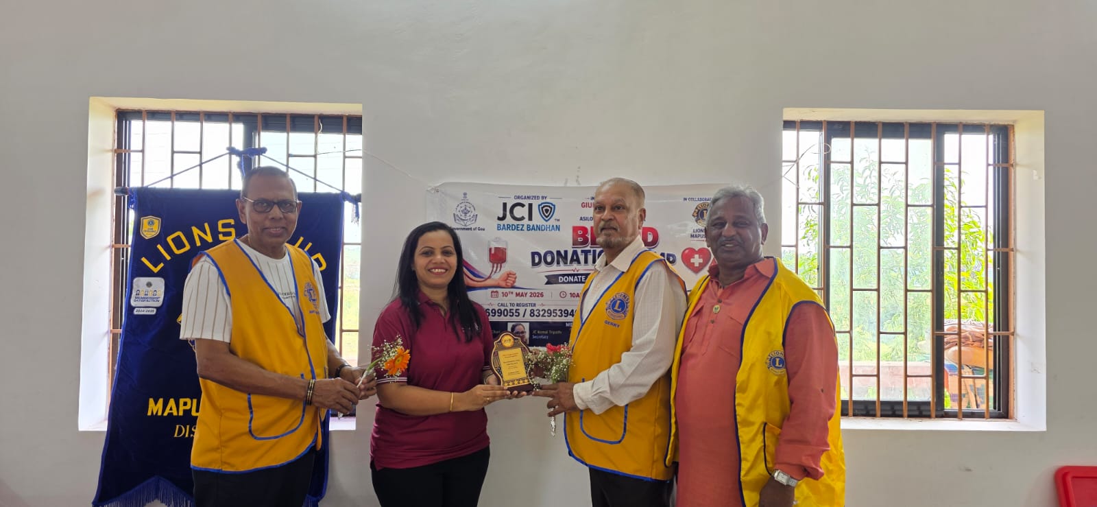 BLOOD DONATION CAMP BY LIONS CLUB OF MAPUSA ELITE, LC MAPUCA,PANCHAYAT AND JAYCEES.