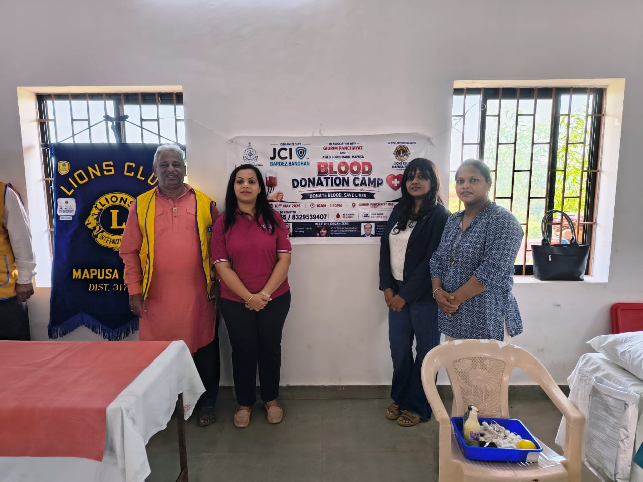 BLOOD DONATION CAMP BY LIONS CLUB OF MAPUSA ELITE, LC MAPUCA,PANCHAYAT AND JAYCEES.