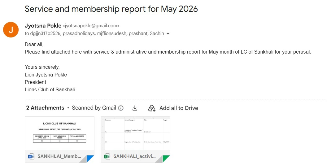 Uploaded activity wise report including membership report on district portal 