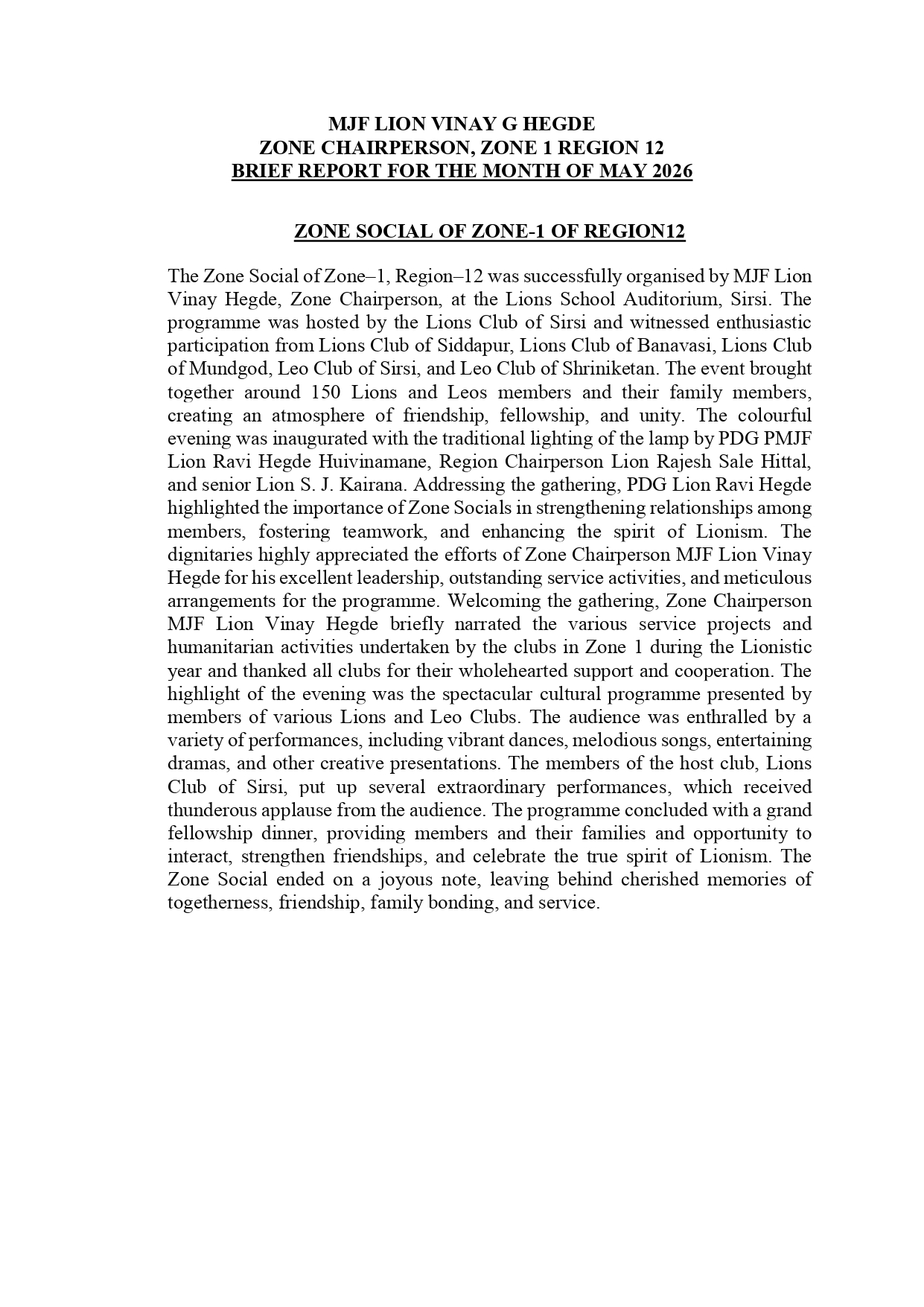 ZC REPORT FOR MAY 2026