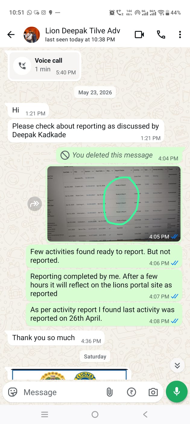 PROVIDING INFORMATION AND ASSISTANCE ON CLUBS REPORTING ISSUE TO LC TIVIM ON 23 MAY 26