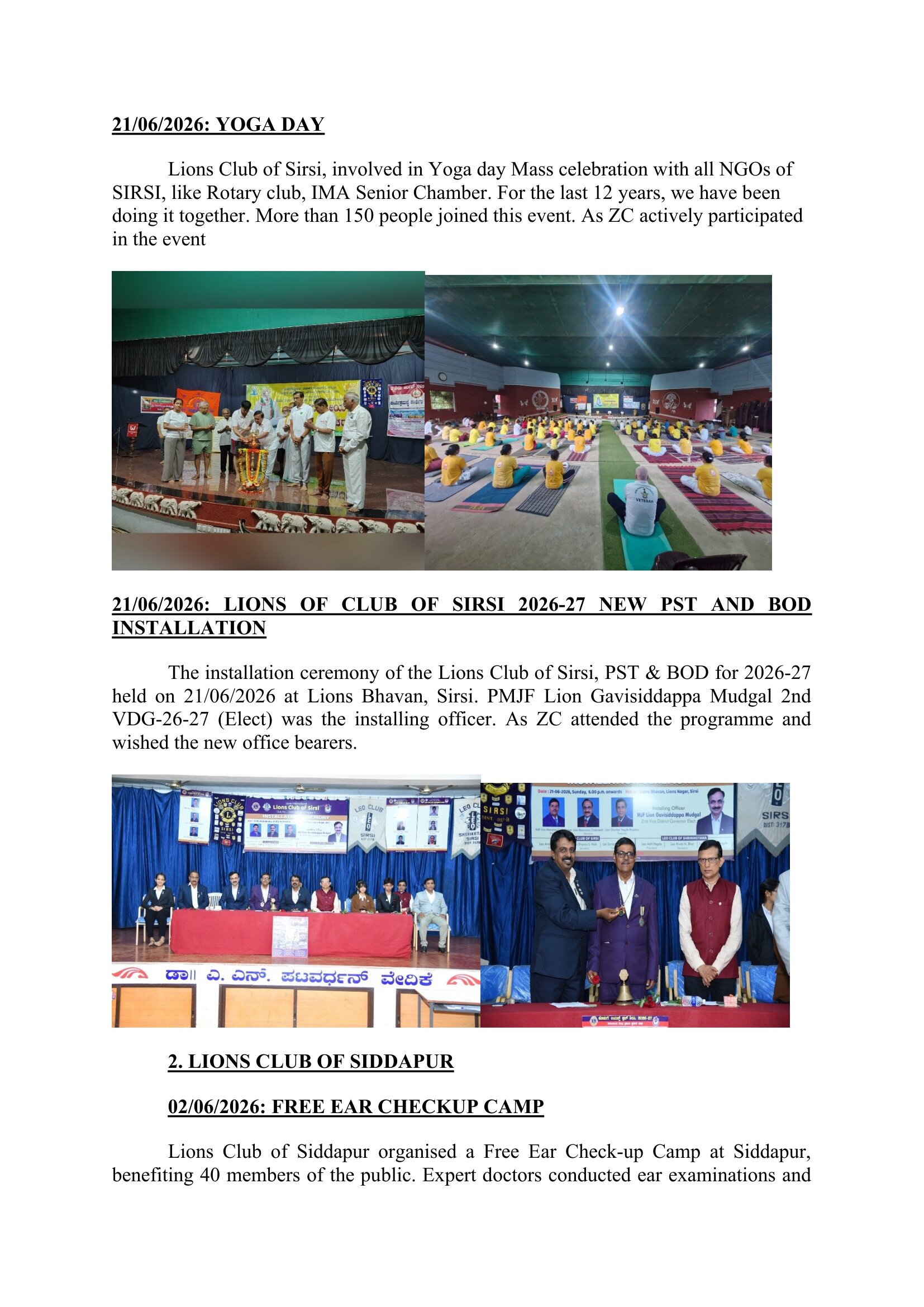 ZONE CHAIRPERSON REPORT FOR JUNE 2026