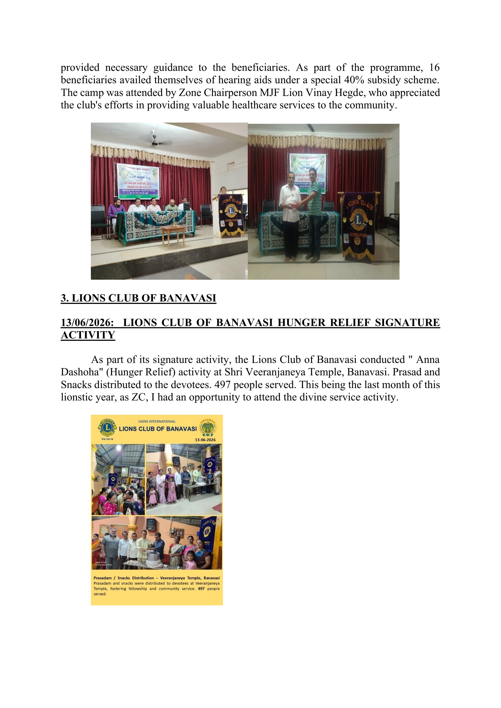 ZONE CHAIRPERSON REPORT FOR JUNE 2026