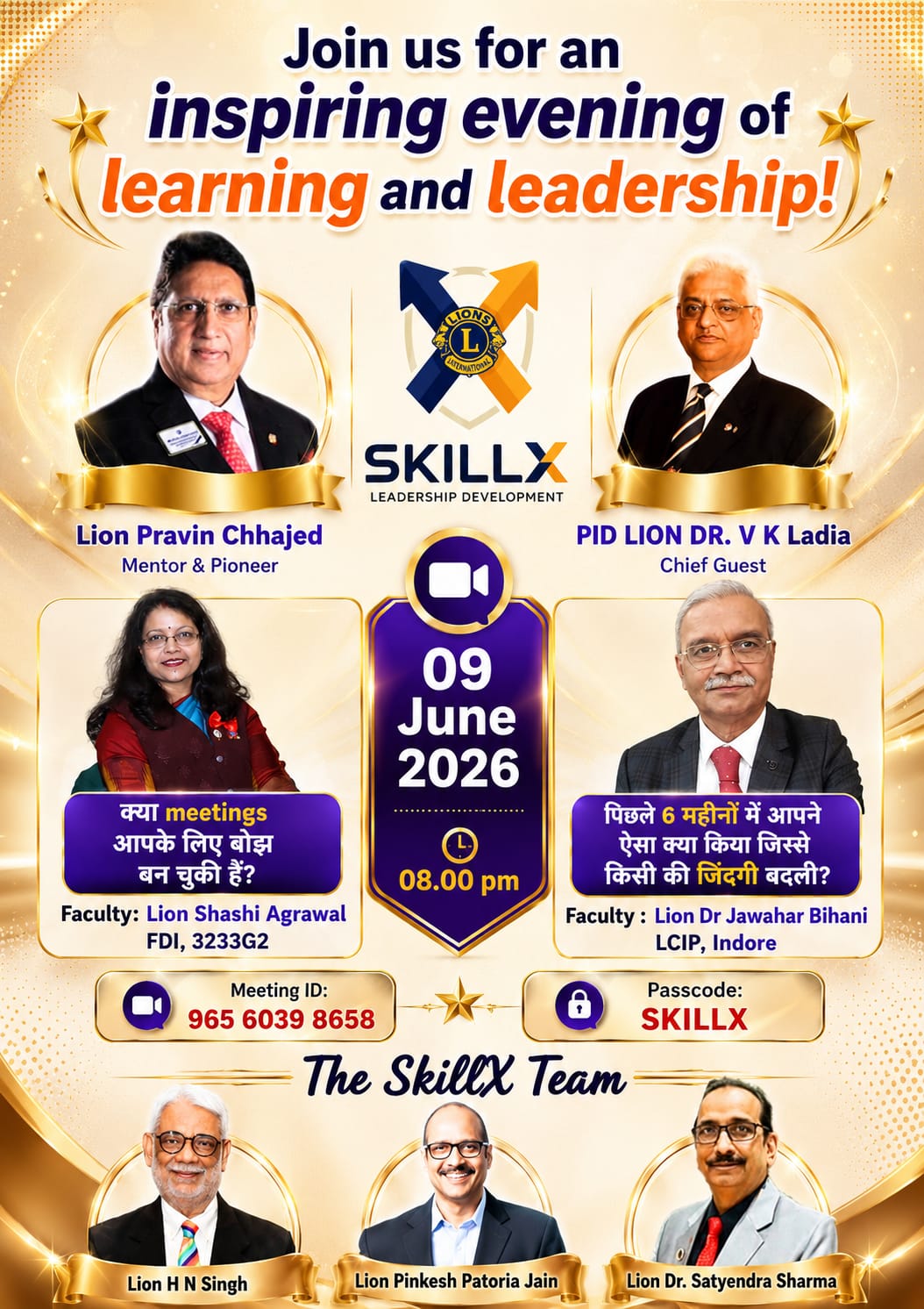 Attended SkillX 's Zoom Meeting Today-आज Time: Jun 9, 2026 07:45 PM India Join Zoom Meeting https://zoom.us/j/96560398658?pwd=Y0F8YCRMjwlIEDbOZHqSbXFTg91bLH.1 Meeting ID: 965 6039 8658 Passcode: SKILLX