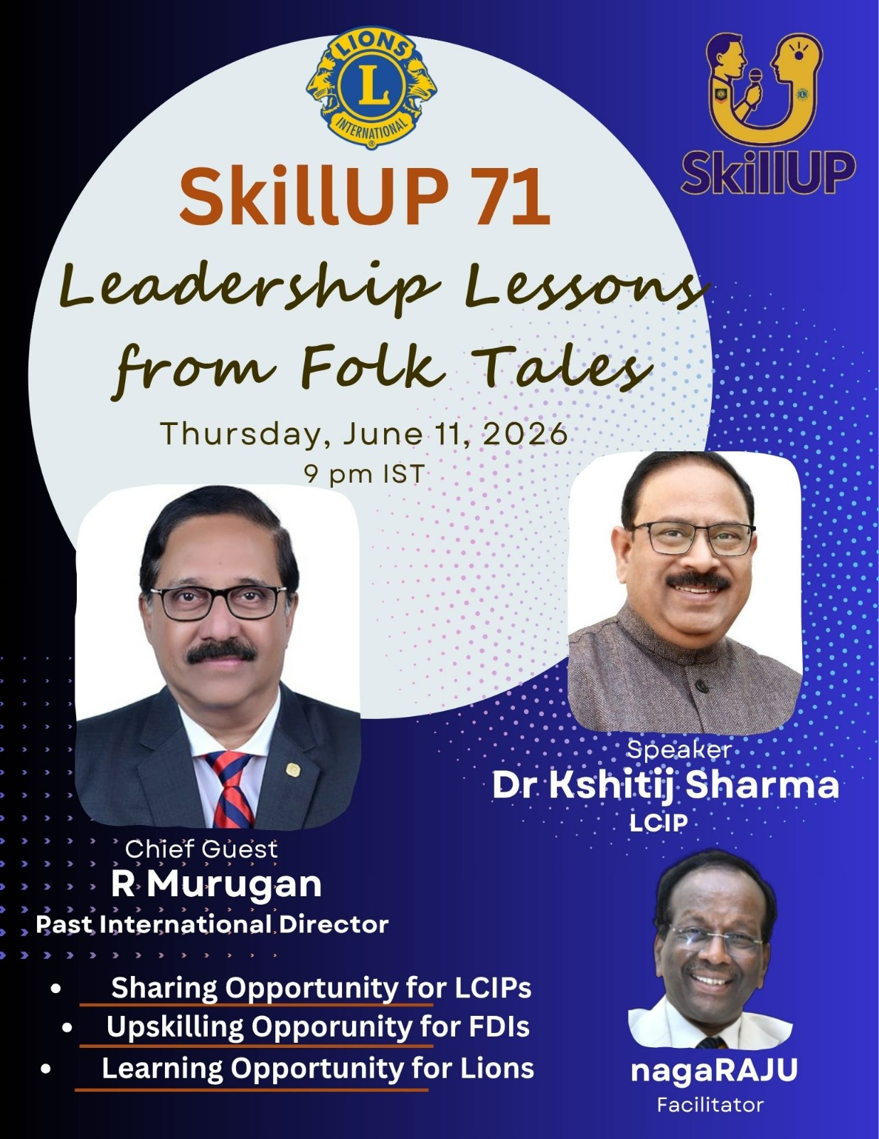 Attended Skill Up SkillUP -  71 Thursday, June 11, 2026, 09:00 PM IST  Join on Zoom: https://us06web.zoom.us/j/9603320320?pwd=nik8c8At7M4fGaQSarOkQqoM6OkxFd.1&omn=89369563494 ID: 960 332 0320 Passcode: RAJU