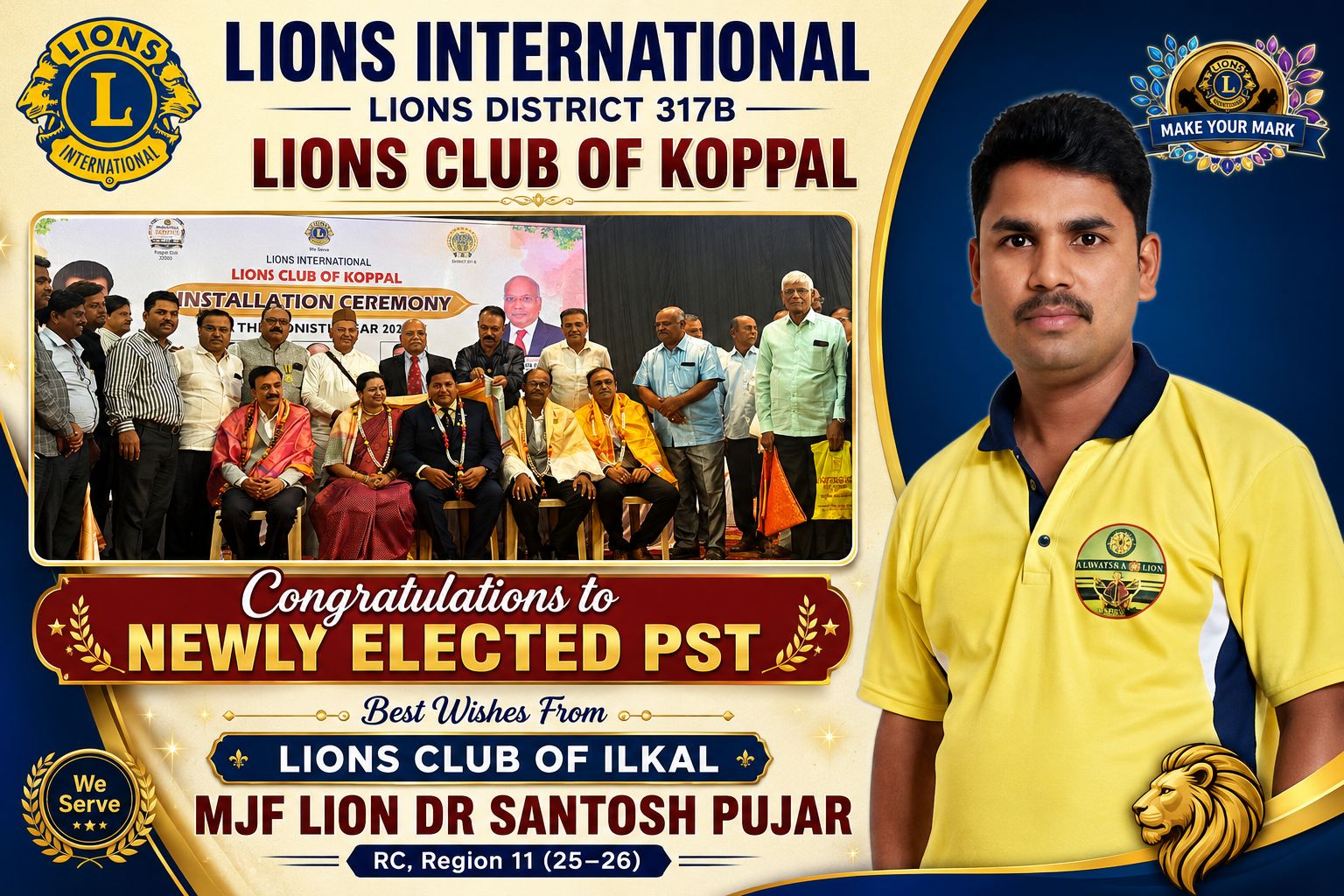 Attended installation program of lions club of koppal.